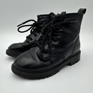 Wonder Nation Toddler Girls Black Lace-Up Lug Sole Combat Boots Shoes Size 10
